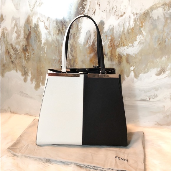 Fendi Circuit 3Jours Trapeze Tote Bag Black White - Picture 4 of 8